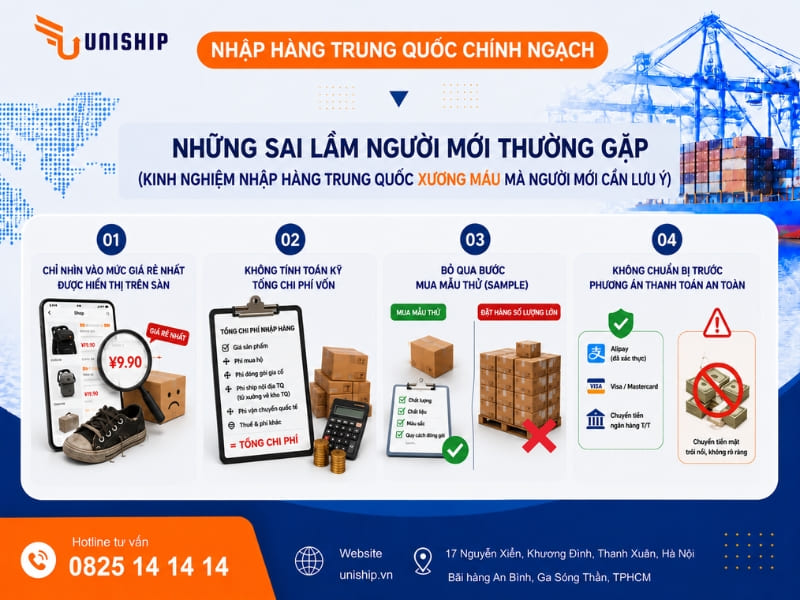Những sai lầm người mới thường gặp (Kinh nghiệm nhập hàng Trung Quốc xương máu mà người mới cần lưu ý)