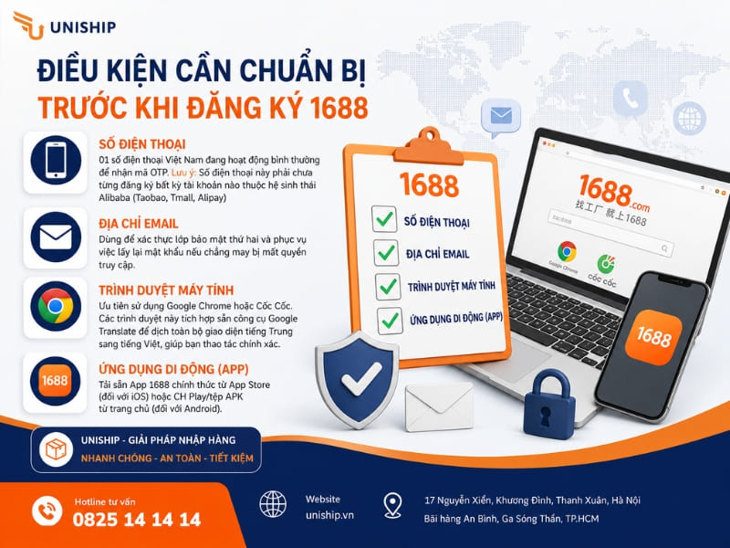 Những điều kiện cần khi đăng ký tài khoản 1688