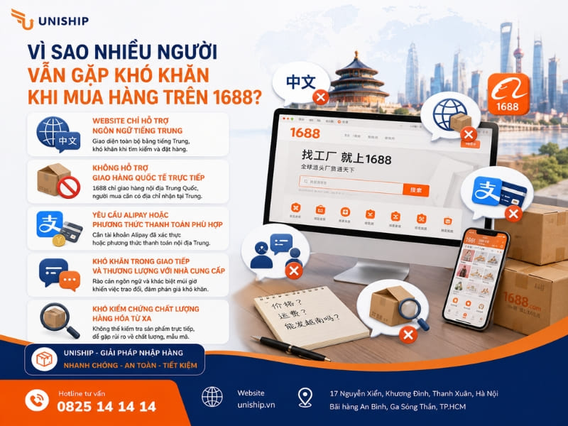 Những nguyên nhân dẫn đến khó khăn khi mua hàng 1688