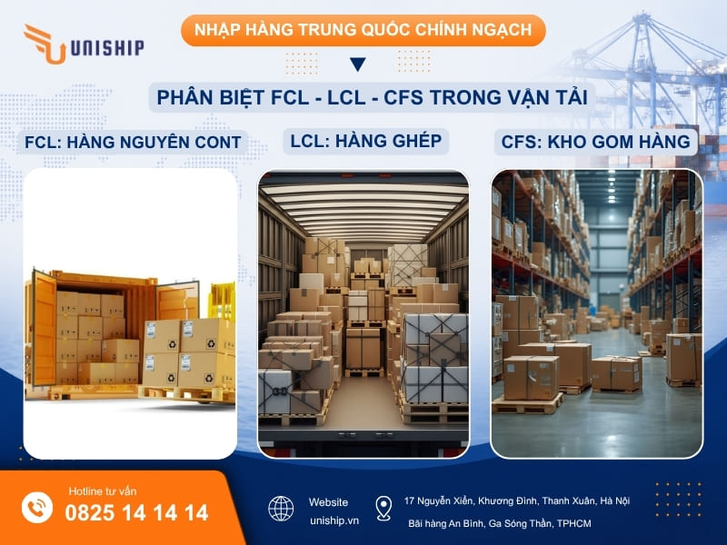 Phân biệt FCL, LCL và kho CFS trong vận tải
