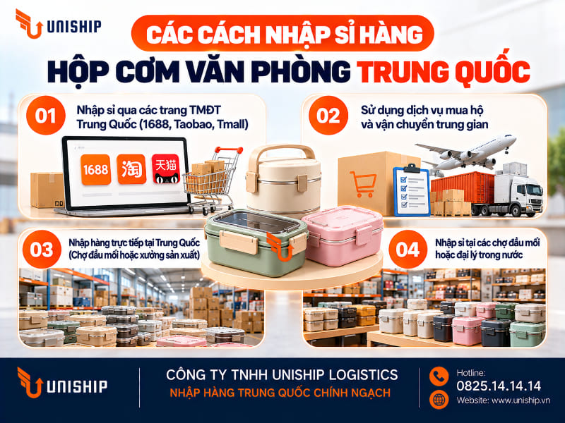 Các cách nhập sỉ hàng hộp cơm văn phòng Trung Quốc