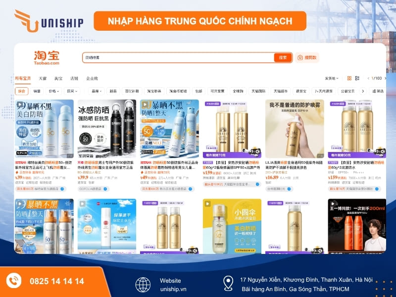 Nhập hàng Trung Quốc kem chống nắng toàn thân (body) dạng xịt hoặc thỏi