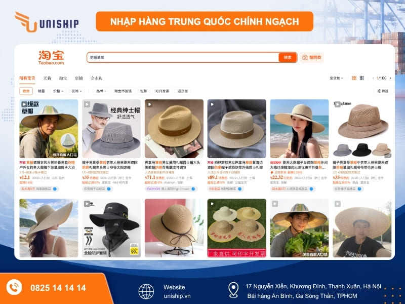 Nhập hàng Trung Quốc mũ cói rộng vành & Mũ bucket gấp gọn