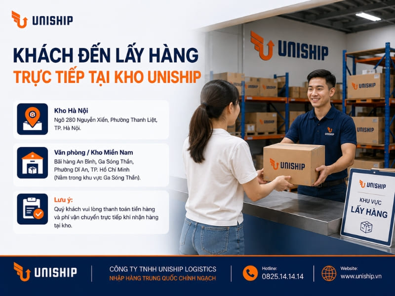 Khách đến lấy hàng trực tiếp tại kho Uniship