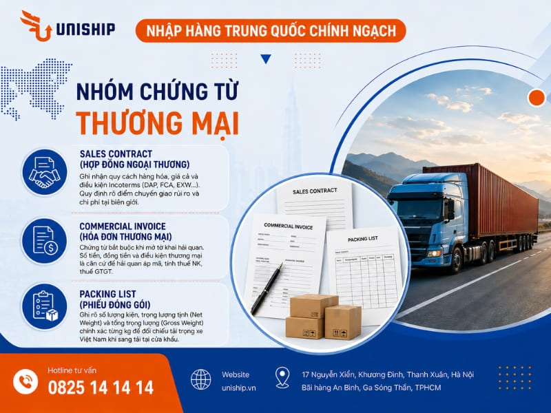 Nhóm chứng từ thương mại (Contract, Invoice, Packing List)