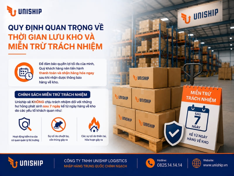 Quy định quan trọng về thời gian lưu kho và miễn trừ trách nhiệm