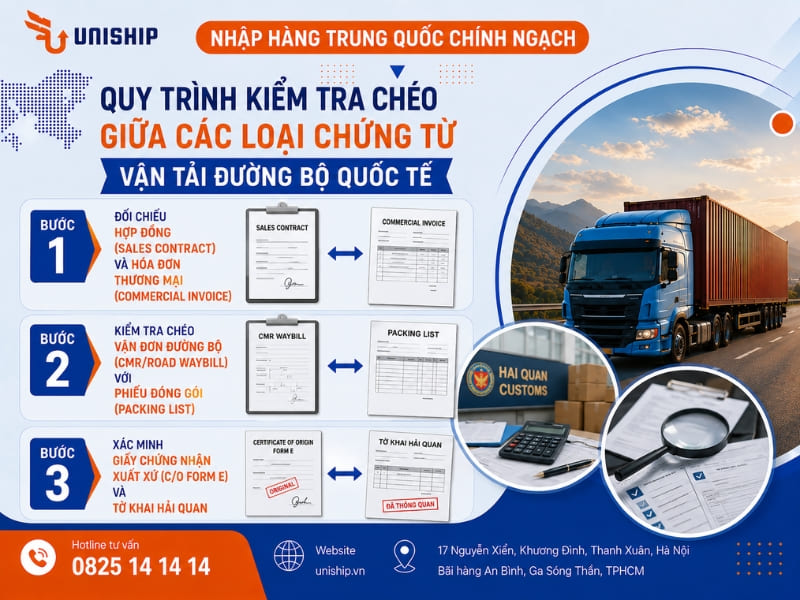 Quy trình kiểm tra chéo giữa các loại chứng từ vận tải đường bộ quốc tế