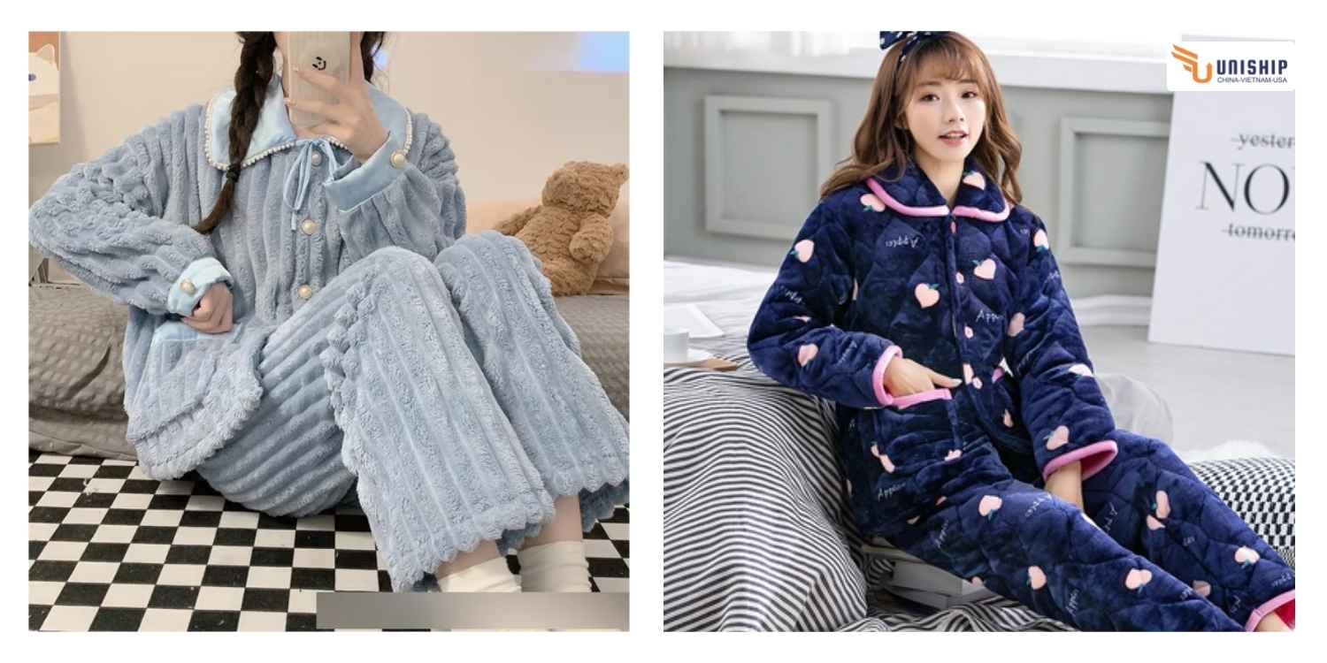 Bộ đồ ngủ mùa đông Trung Quốc Vải Bông, Vải Len Bộ đồ ngủ mùa đông Trung Quốc Vải Bông, Vải Len