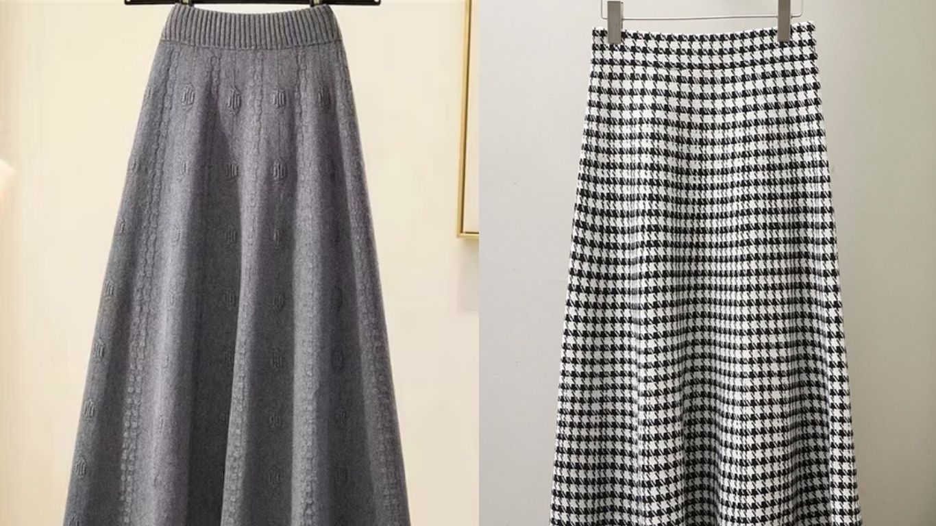 Váy len dáng A-line là kiểu váy có phần eo vừa vặn và xòe nhẹ xuống dưới, tạo thành chữ “A”