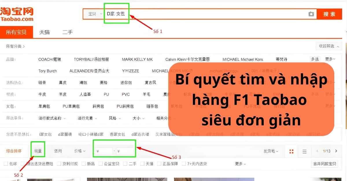tìm và nhập hàng F1 Taobao