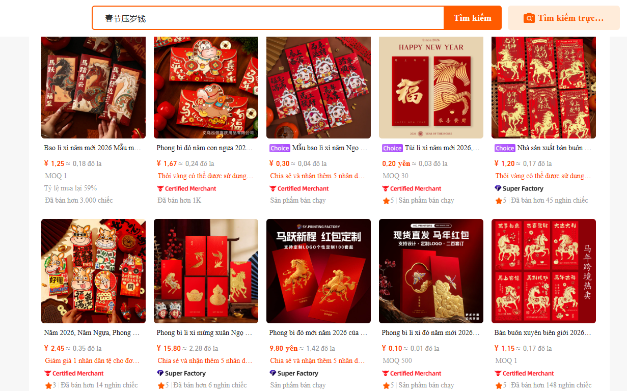 Lấy sỉ hàng bao lì xì Trung Quốc giá rẻ tận xưởng ?