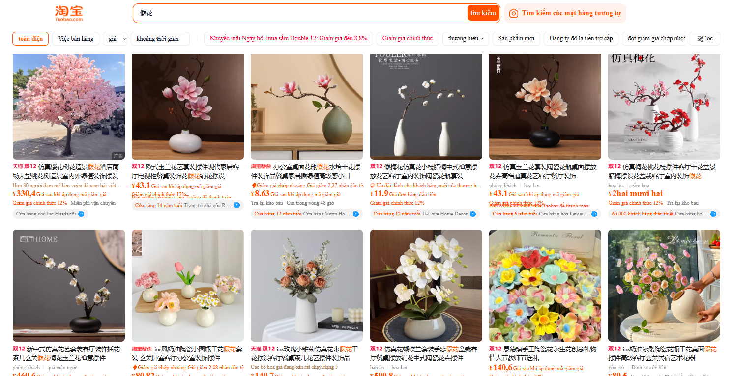 Nguồn hàng hoa giả Taobao đa dạng mẫu mã giá tốt