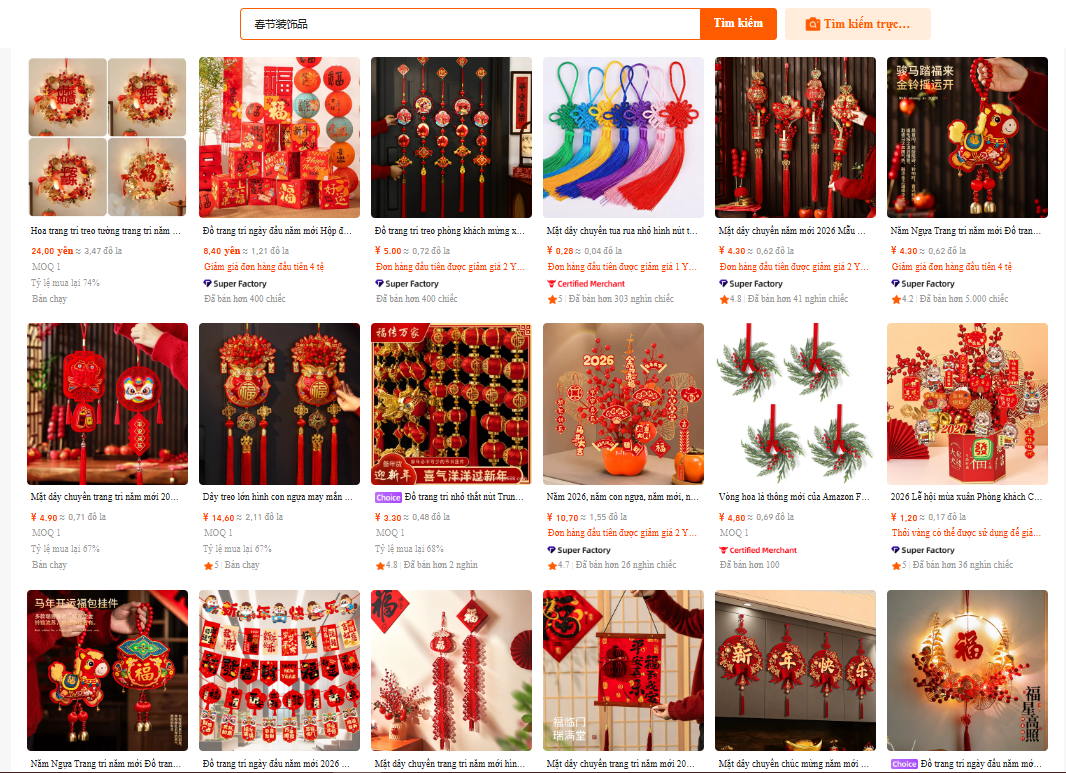 Gợi ý nguồn hàng trang trí Tết bán chạy nhất trên Taobao, Tmall và 1688