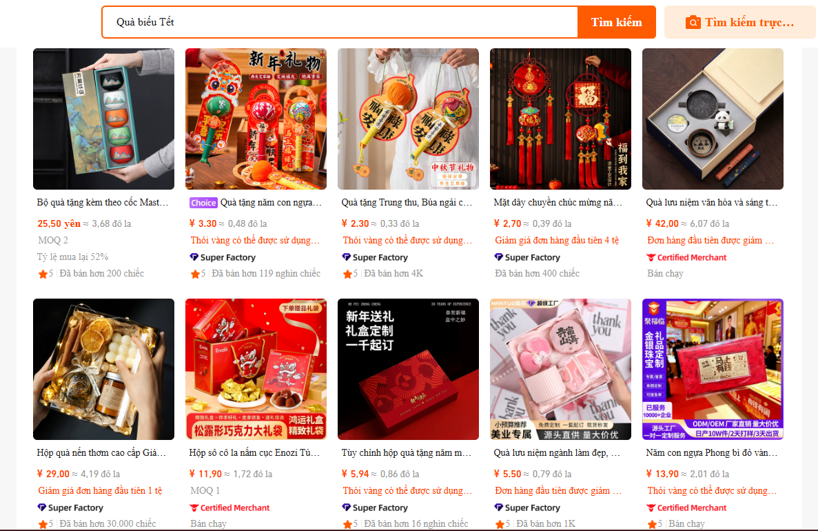Gợi ý nguồn hàng Quà biếu Tết bán chạy nhất trên Taobao, Tmall và 1688