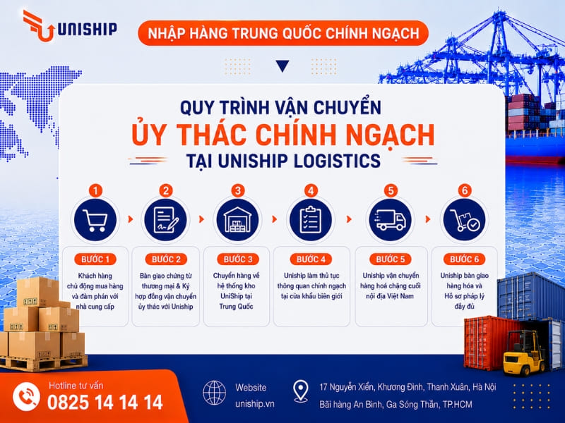 Quy trình vận chuyển hàng Trung Quốc về Việt Nam ủy thác chính ngạch tại Uniship