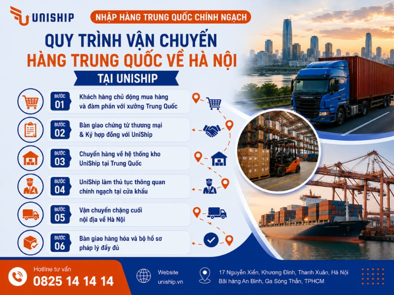 Quy trình vận chuyển hàng Trung Quốc về Hà Nội tại UniShip