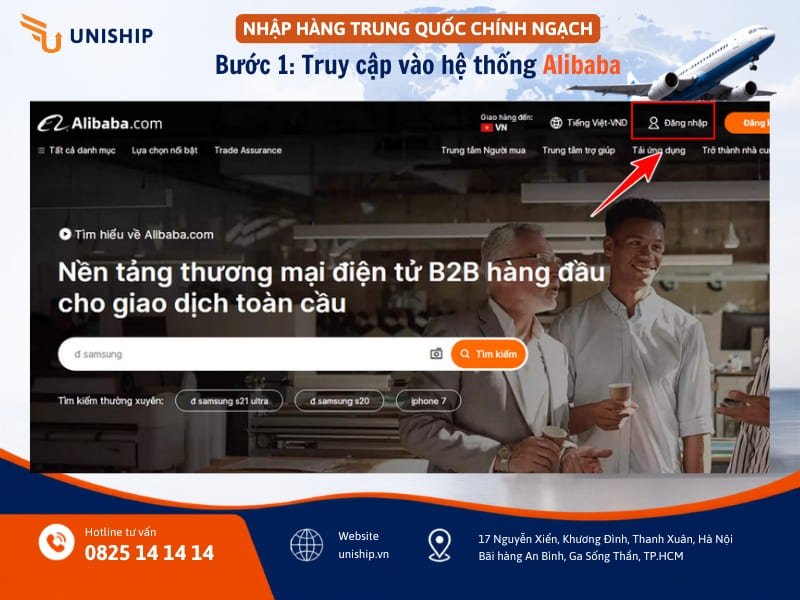Truy cập vào hệ thống Alibaba