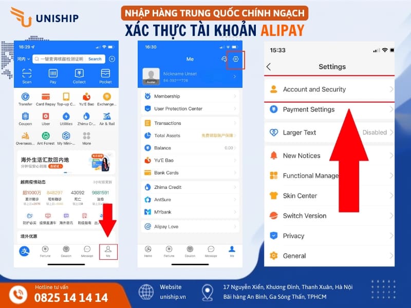 Đăng nhập và truy cập tài khoản Alipay