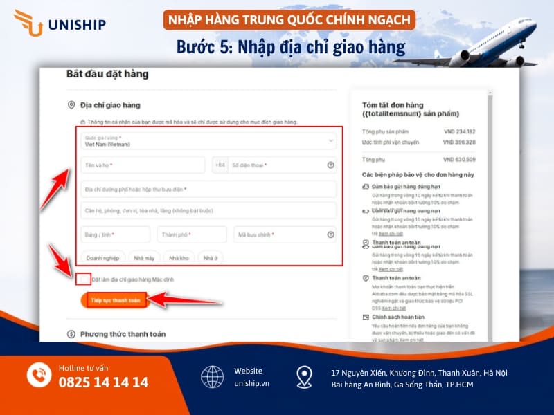 Nhập địa chỉ nhận hàng
