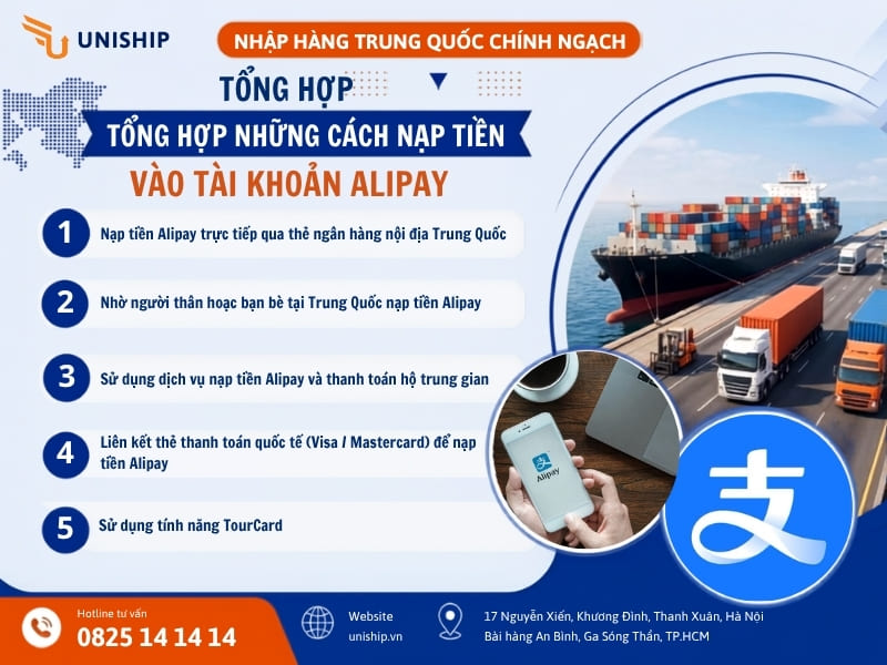 Tổng hợp các cách thức nạp tiền Alipay