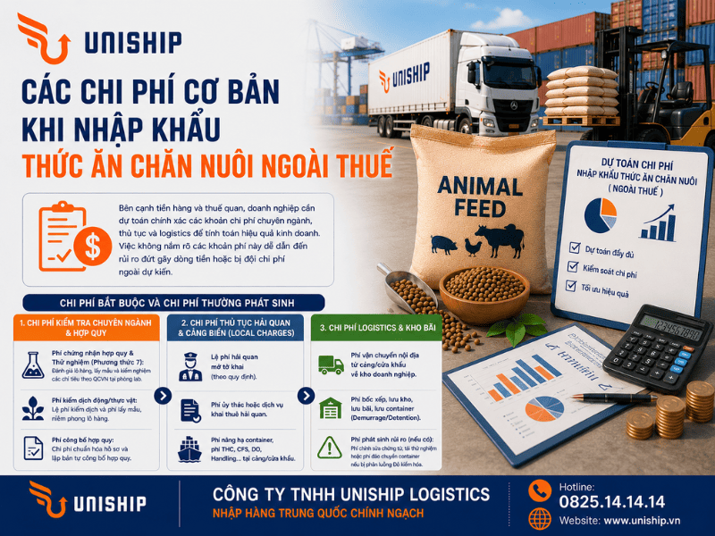 chi phí cơ bản khi nhập khẩu thức ăn chăn nuôi ngoài thuế