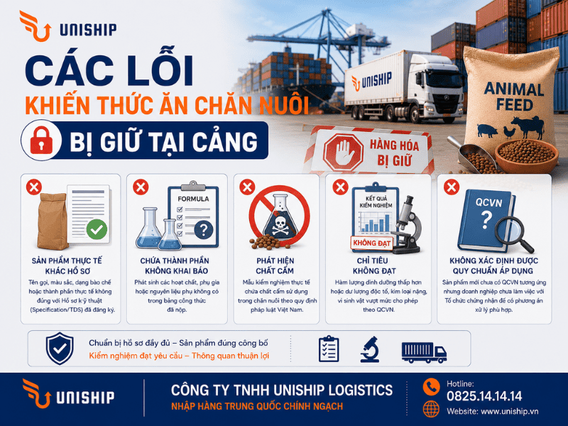 Lỗi về chất lượng và thành phần sản phẩm khiến thức ăn chăn nuôi bị giữ tại cảng