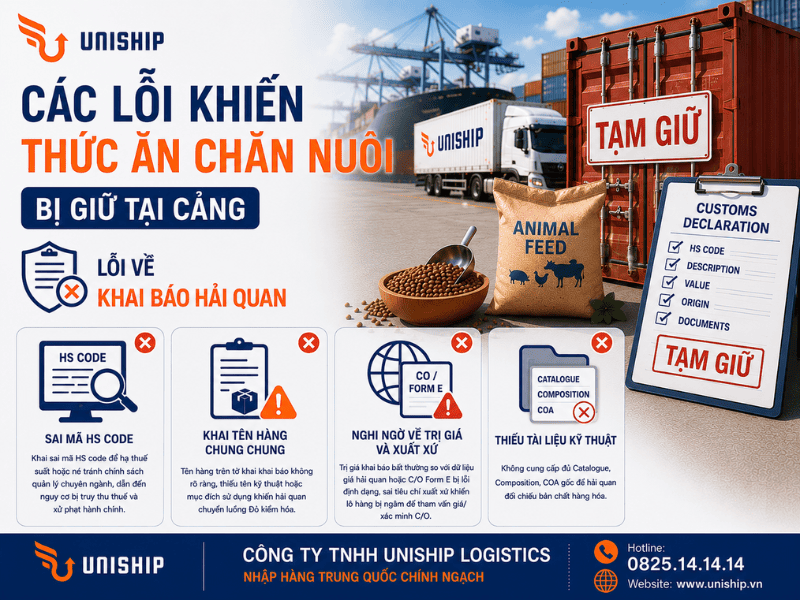 Lỗi về khai báo hải quan khi nhập khẩu thức ăn chăn nuôi khiến thức ăn chăn nuôi bị giữ tại cảng