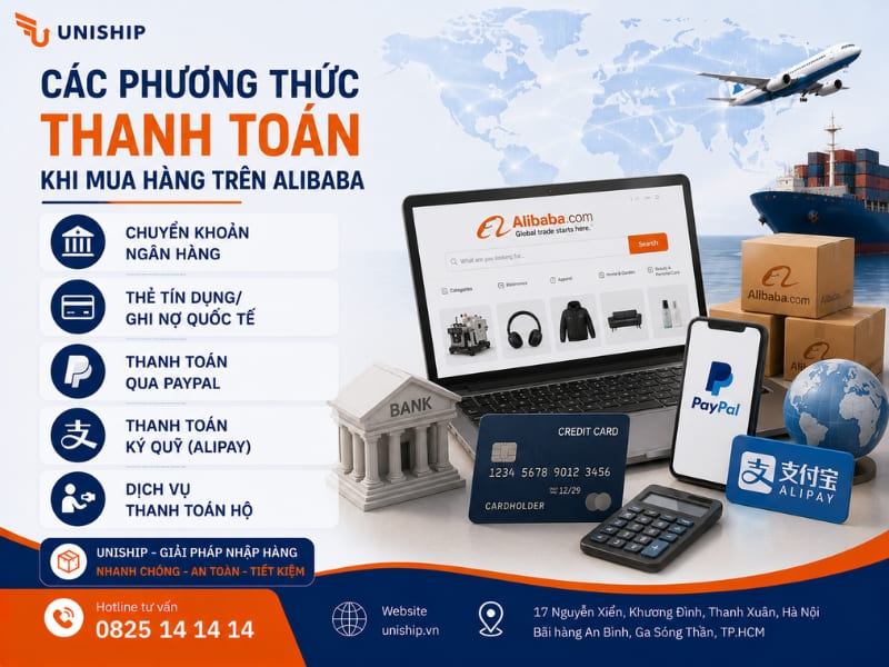 Các phương thức thanh toán chính khi mua hàng trên Alibaba