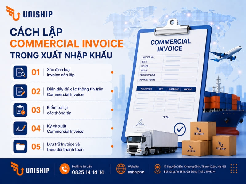 Cách lập Commercial Invoice trong xuất nhập khẩu