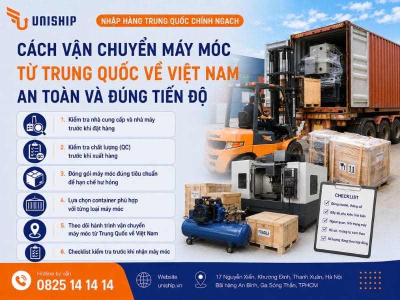 vận chuyển máy móc từ Trung Quốc về Việt Nam an toàn và đúng tiến độ