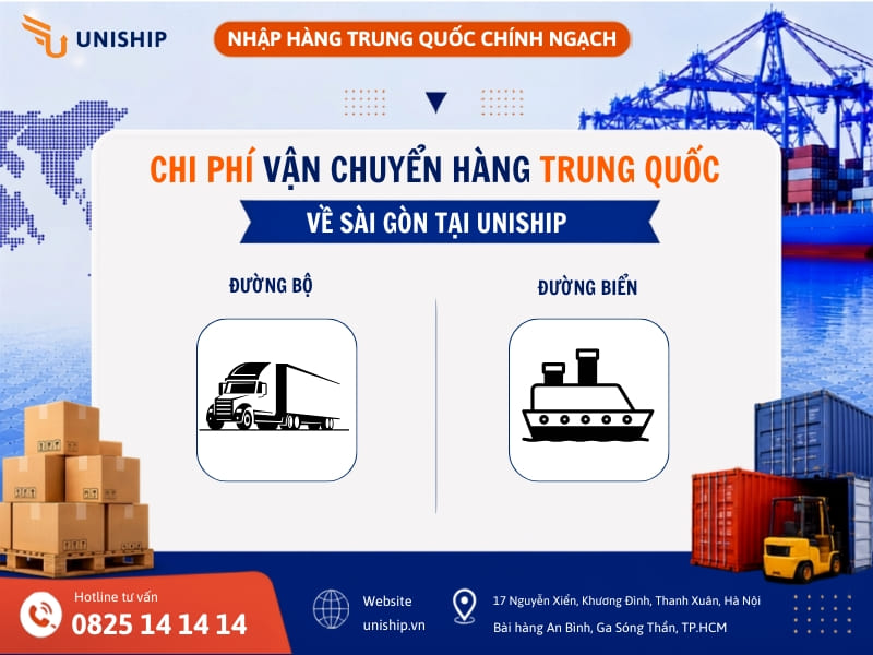 Chi phí vận chuyển hàng Trung Quốc về Sài Gòn tại Uniship