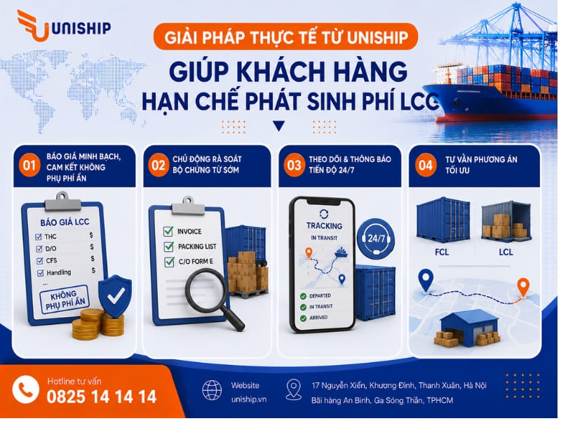 Giải pháp thực tế từ Uniship giúp khách hàng hạn chế phát sinh phí LCC