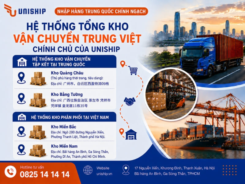 Hệ thống tổng kho vận chuyển Trung Việt chính chủ của Uniship