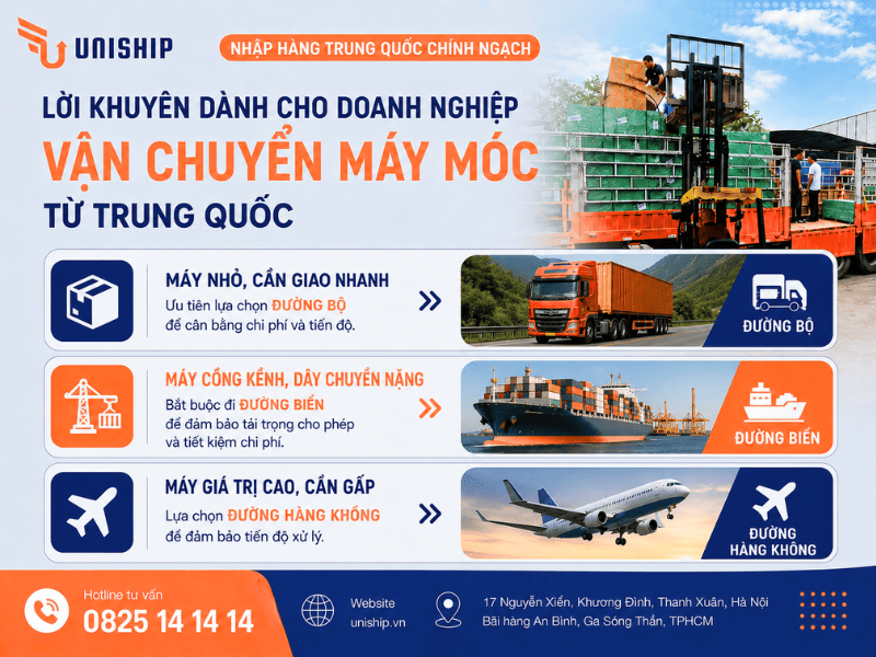 Lời khuyên dành cho doanh nghiệp vận chuyển máy móc từ Trung Quốc về Việt Nam
