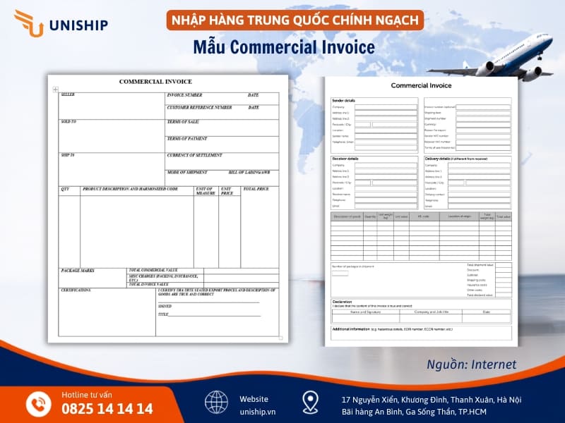 Mẫu Commercial Invoice trong xuất nhập khẩu