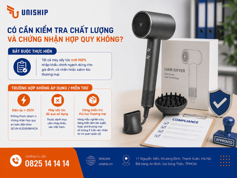 kiểm tra chất lượng và chứng nhận hợp quy khi nhập khẩu máy sấy tóc