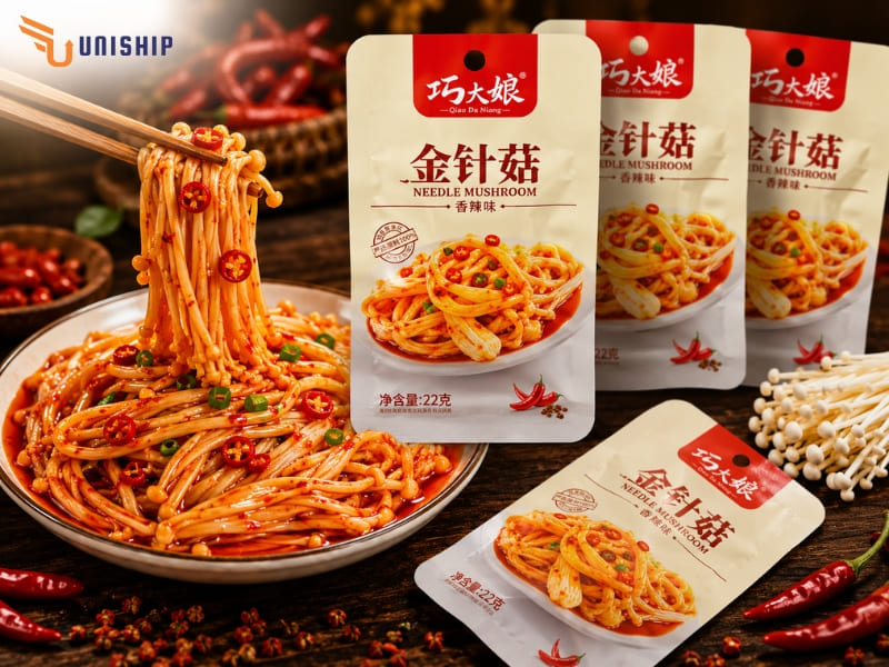 Snack nấm kim châm cay