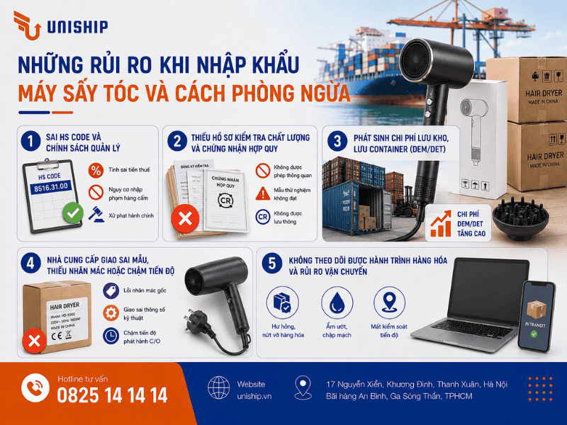 Những rủi ro khi nhập khẩu máy sấy tóc và cách phòng ngừa