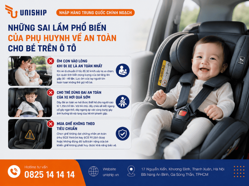 Những sai lầm phổ biến của phụ huynh về an toàn cho bé trên ô tô