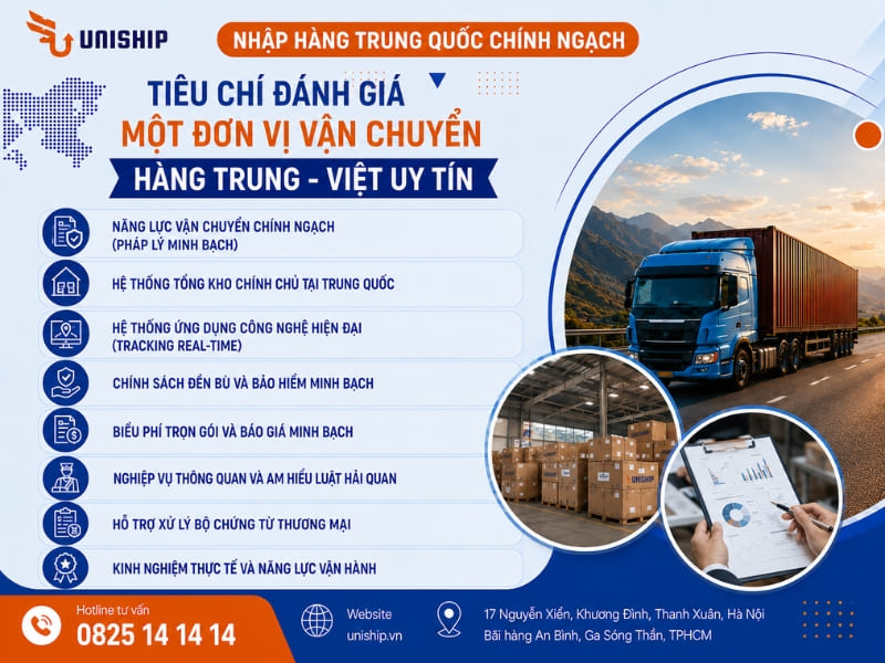 Tiêu chí đánh giá một đơn vị vận chuyển hàng Trung Quốc về Việt Nam uy tín
