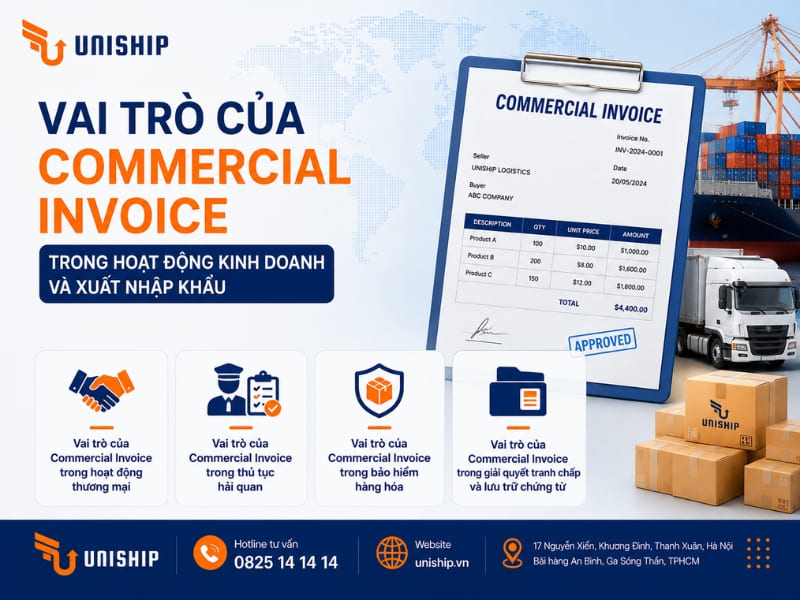 Vai trò của Commercial Invoice trong xuất nhập khẩu