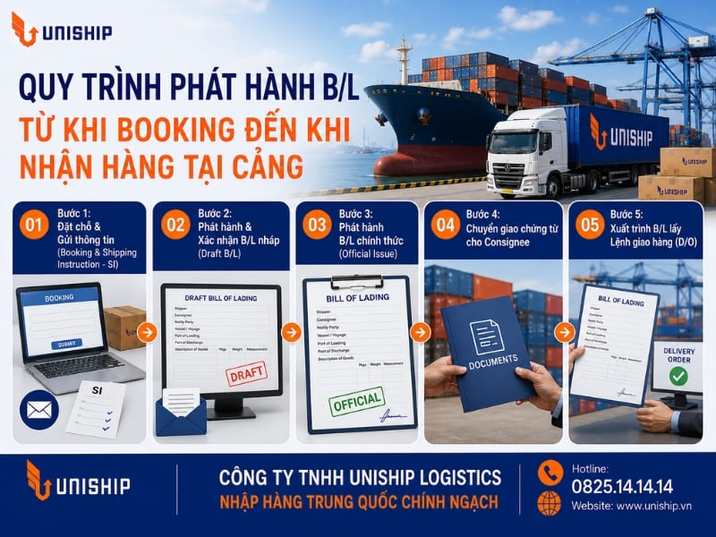 Quy trình phát hành B/L từ khi booking đến khi nhận hàng tại cảng