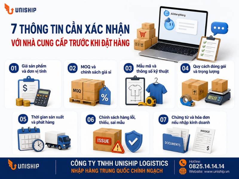 7 thông tin cần xác nhận với nhà cung cấp trước khi đặt hàng