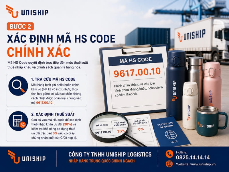 Bước 2 thủ tục nhập khẩu bình giữ nhiệt chính ngạch từ Trung Quốc về Việt Nam