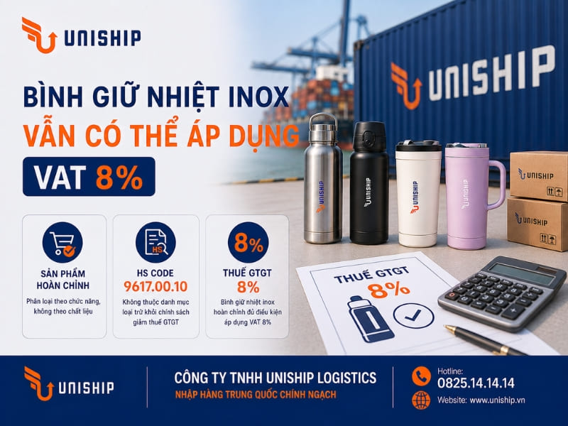 Bình giữ nhiệt inox vẫn có thể áp dụng VAT 8%