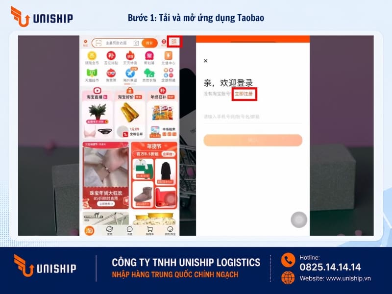 Bước 1: Tải và mở ứng dụng Taobao