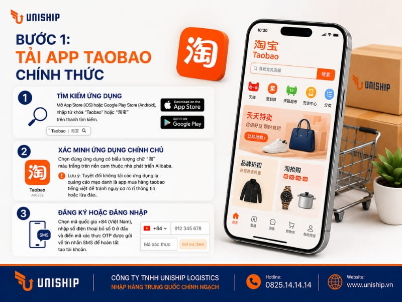 Bước 1: Tải app Taobao chính thức