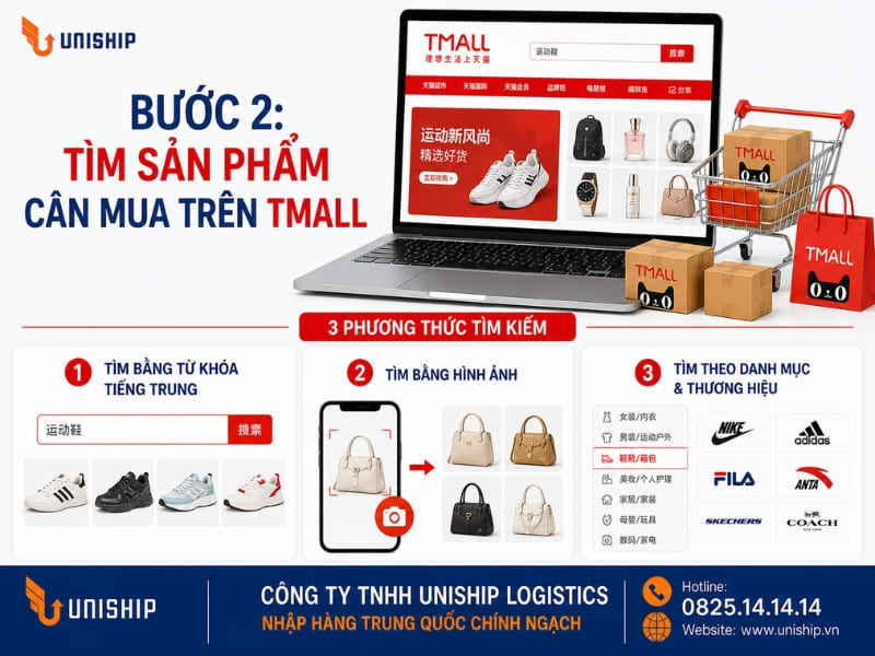 Bước 2: Tìm sản phẩm cần mua trên Tmall