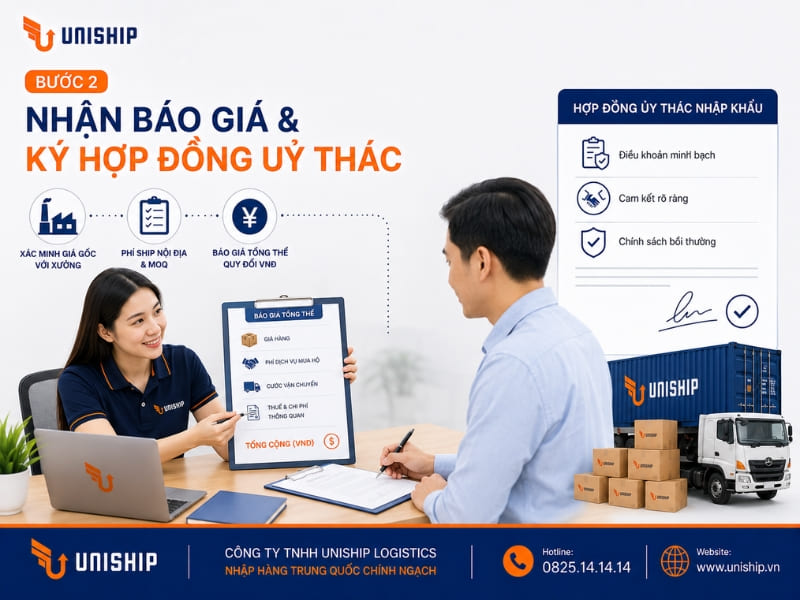 Bước 2: Nhận báo giá và ký hợp đồng uỷ thác