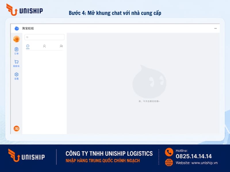 Bước 4: Mở khung chat với nhà cung cấp